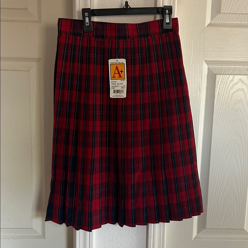 Teen Red Plaid School Skirt
